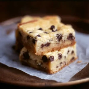 Delicious Chocolate Chip Cheesecake Blondies with a creamy topping and chocolate chips