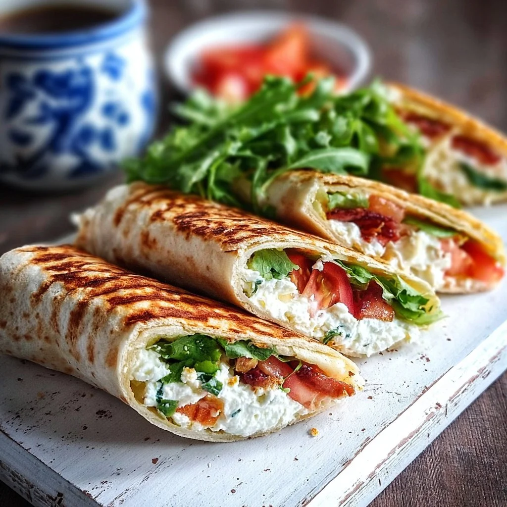 Healthy Cottage Cheese Wraps with fresh vegetables and herbs