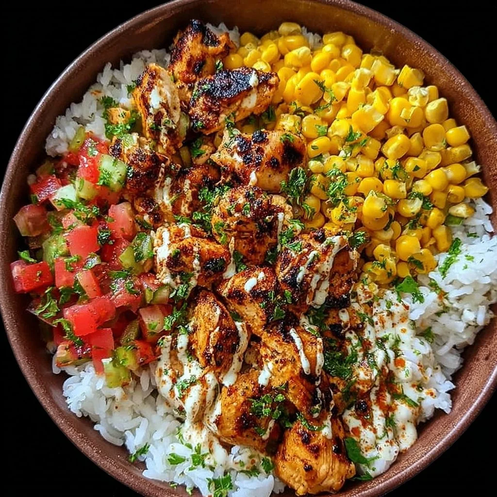 Delicious Easy Street Corn Chicken Bowl with fresh ingredients and vibrant colors.