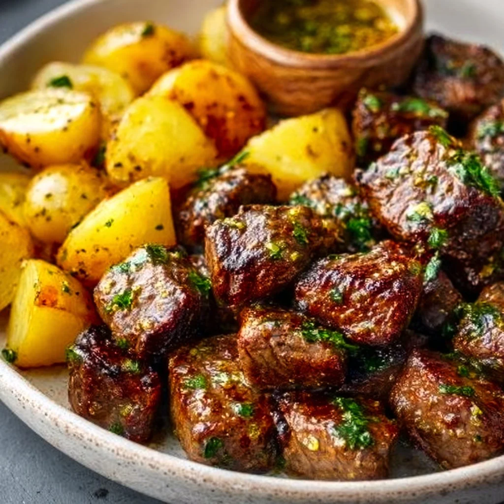 Garlic Butter Beef Bites with Potatoes