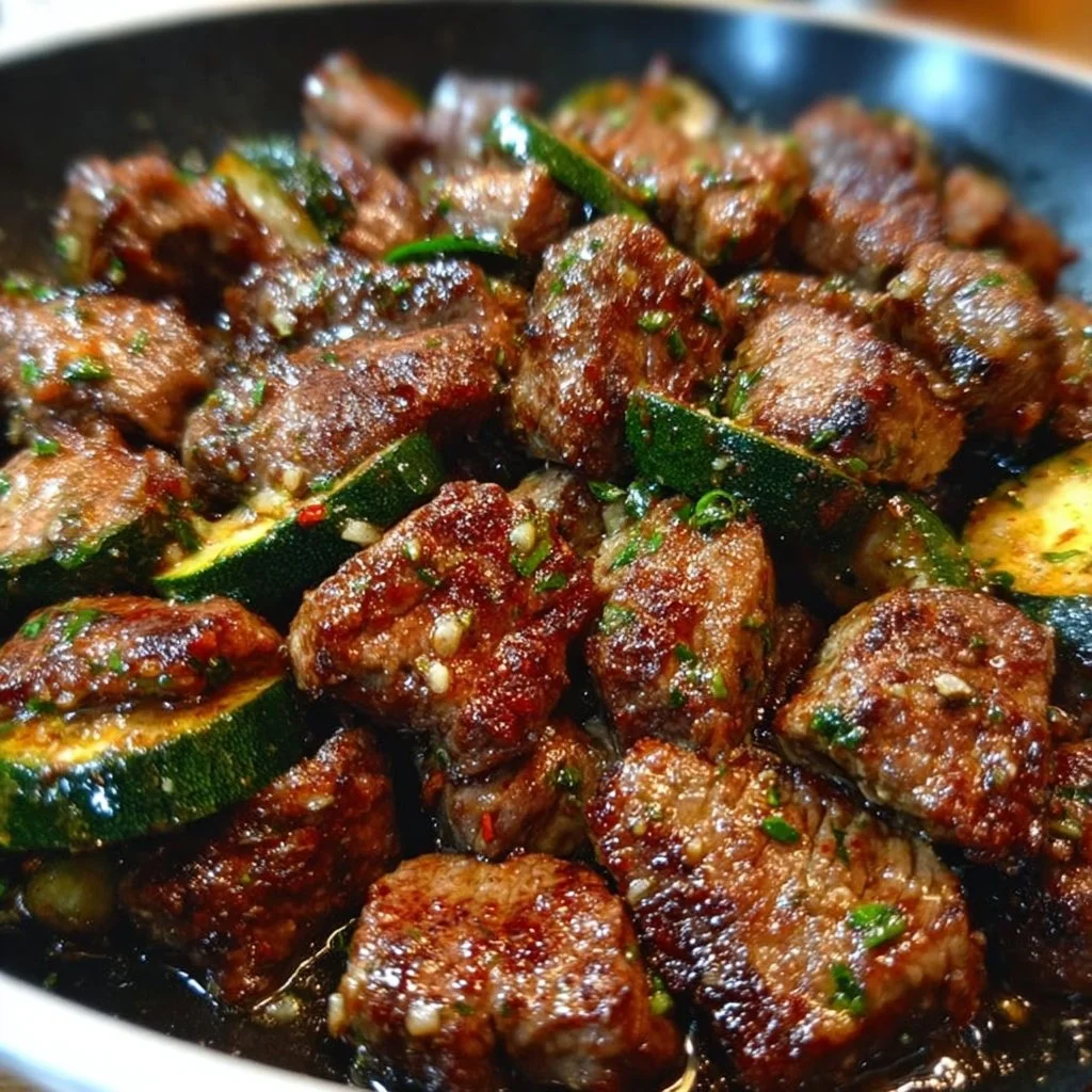 Delicious Garlic Butter Steak Bites served on a plate