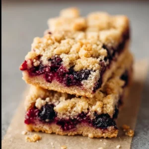 Delicious gluten free blueberry oat bars on a white plate