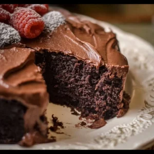 Gluten free dairy free chocolate cake recipe with rich frosting and decorative slices