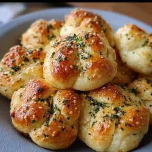 Delicious gluten free garlic knots served with dipping sauce.