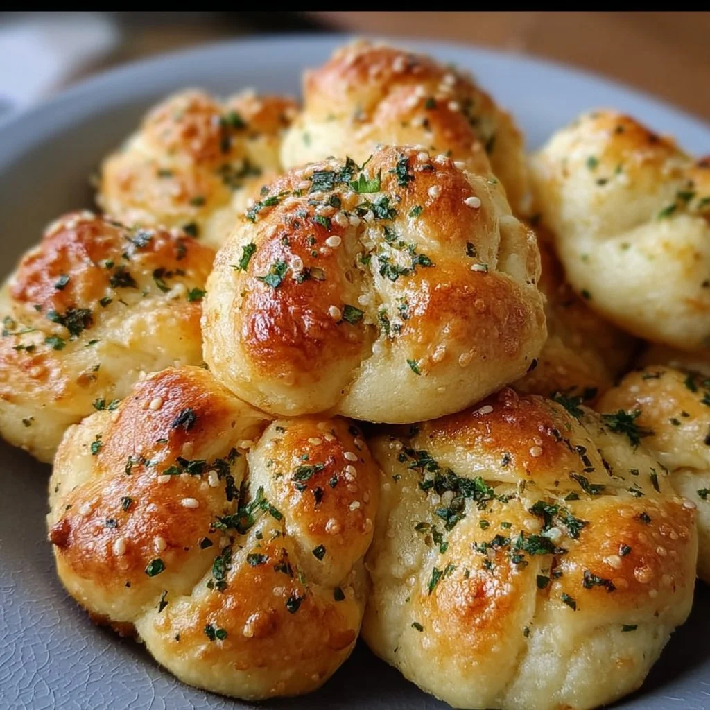 Delicious gluten free garlic knots served with dipping sauce.