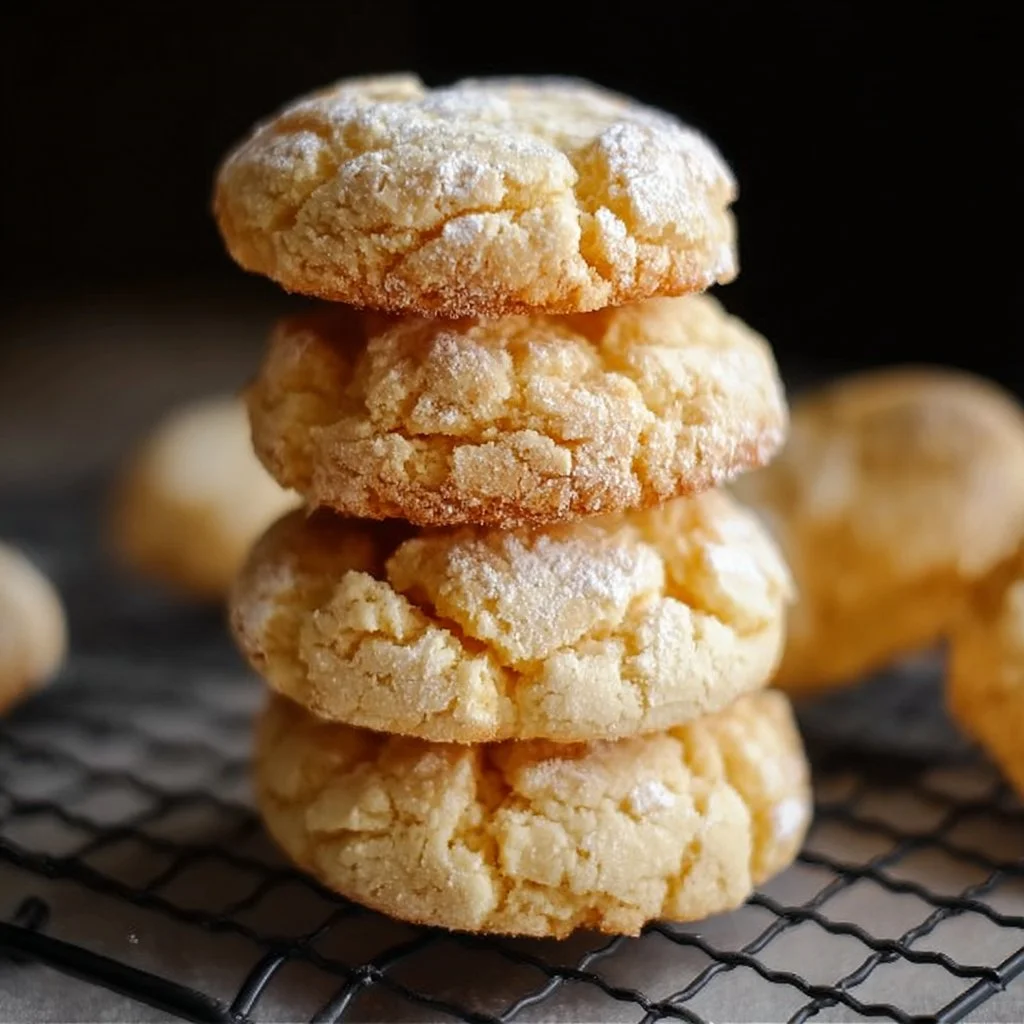 Delicious gluten-free gooey butter cookies stacked on a plate