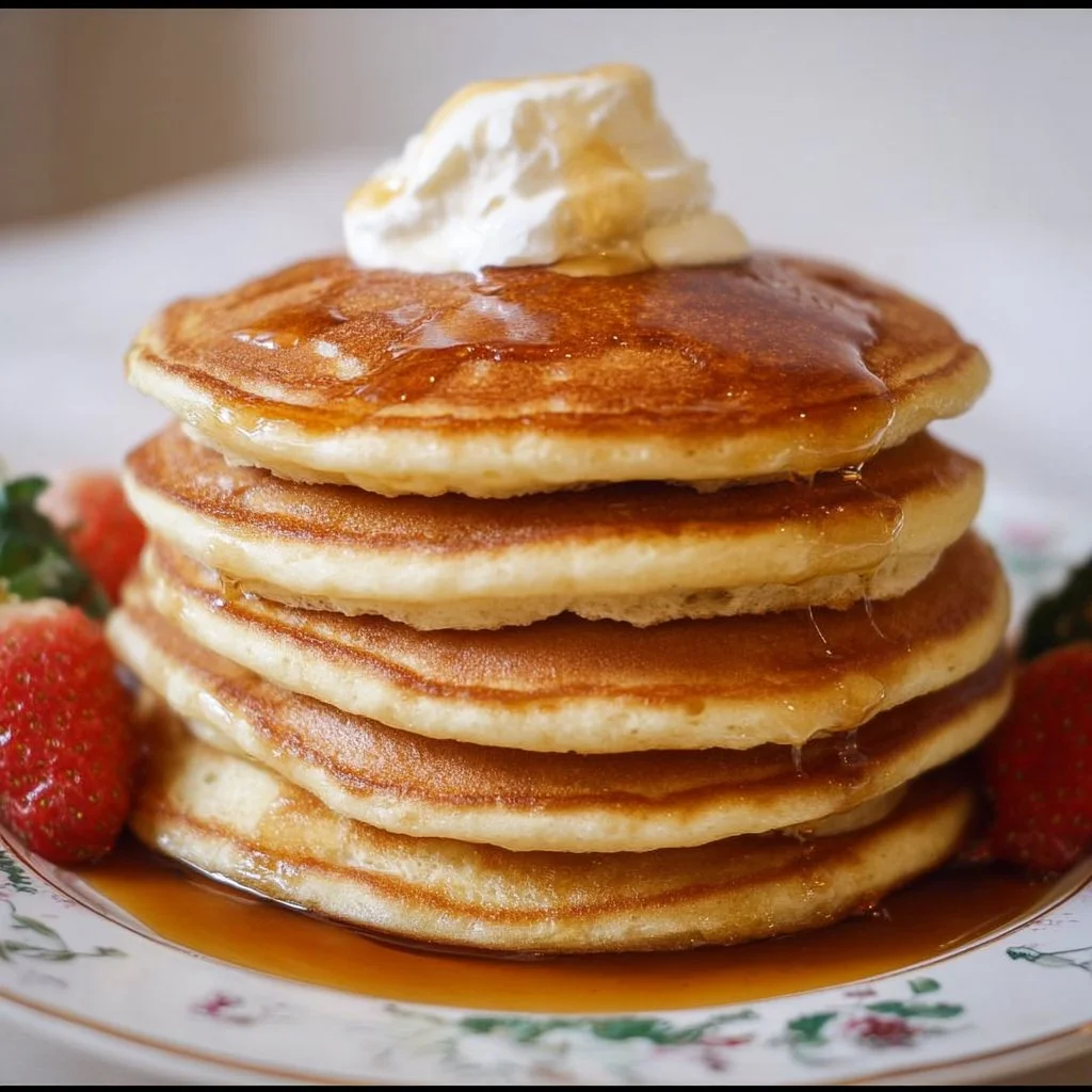 Fluffy gluten-free pancakes made with a gluten-free flour blend