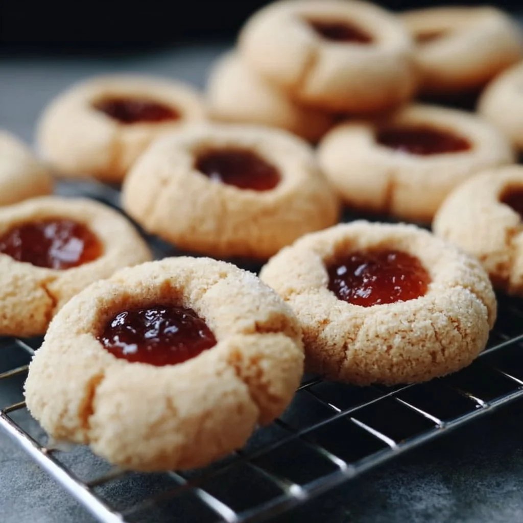 Delicious gluten-free thumbprint cookies filled with jam.