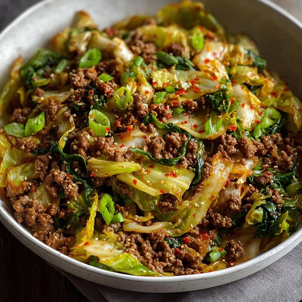 Healthy Ground Beef and Cabbage Stir Fry