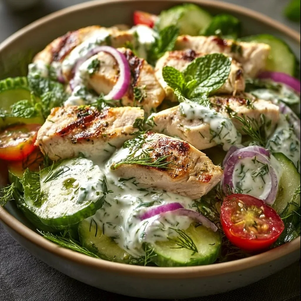 Healthy Mediterranean Tzatziki Chicken Salad