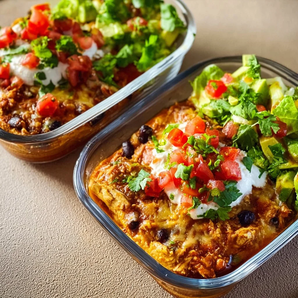 High-Protein Chicken Cottage Cheese Enchilada Bowls