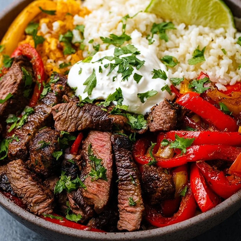 High Protein Steak Fajita Bowl