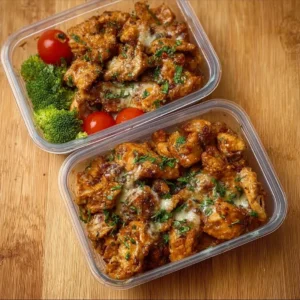 Protein meal prep containers with healthy, balanced meals ready for the week.