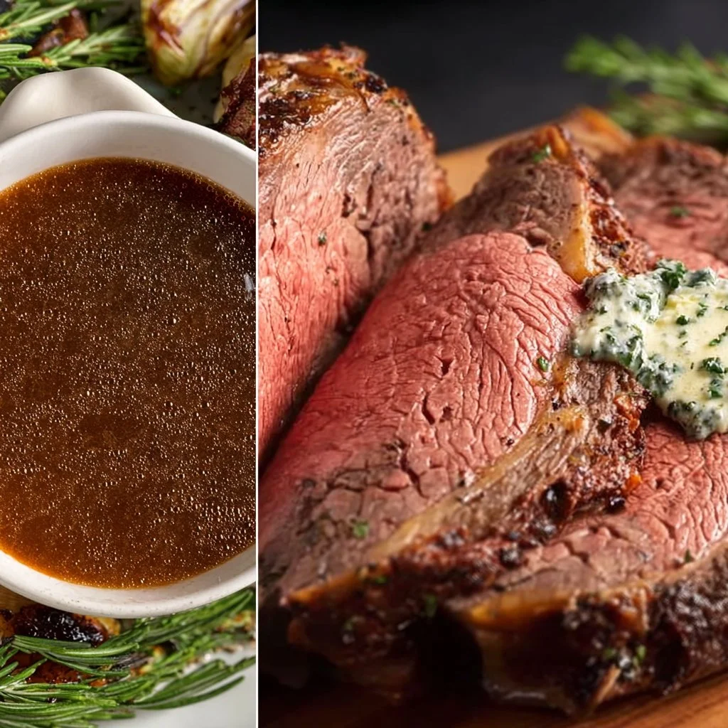 Sous Vide Prime Rib Roast with Au Jus and Herb Butter