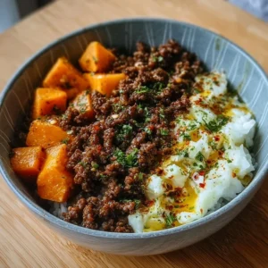 Delicious viral ground beef hot honey bowl with toppings.
