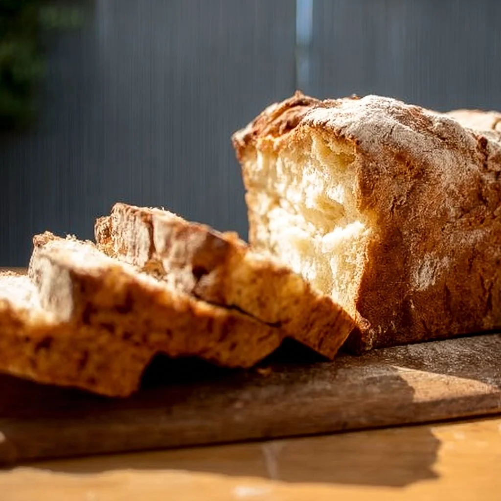 Loaf of yeast-free gluten free bread, perfect for making sandwiches.
