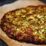 Homemade Zucchini Pizza Crust topped with fresh ingredients