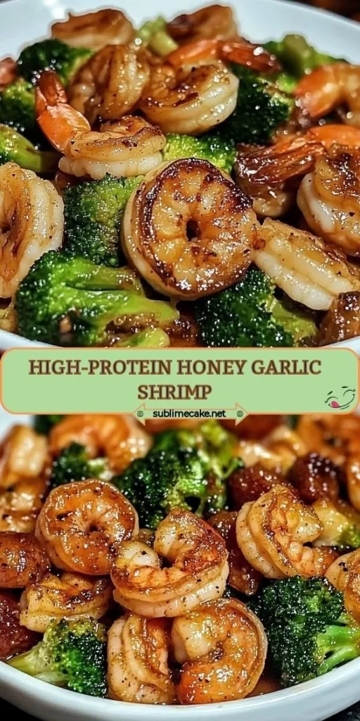 Plate of high-protein honey garlic shrimp garnished with herbs